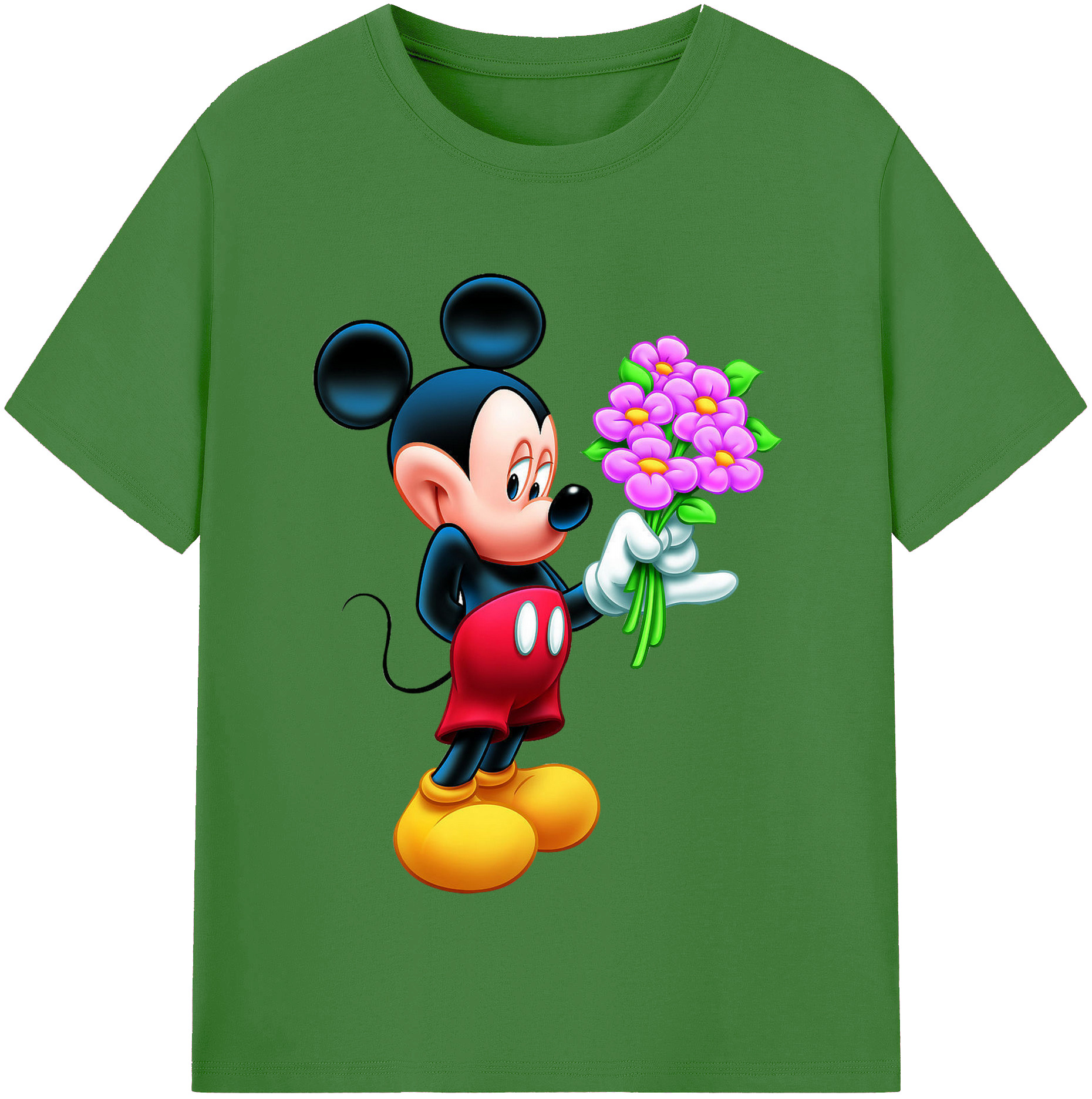 （画像用） ミッキーマウス Mickey Mouse レディースカジュアルプリントTシャツ（綿100％）